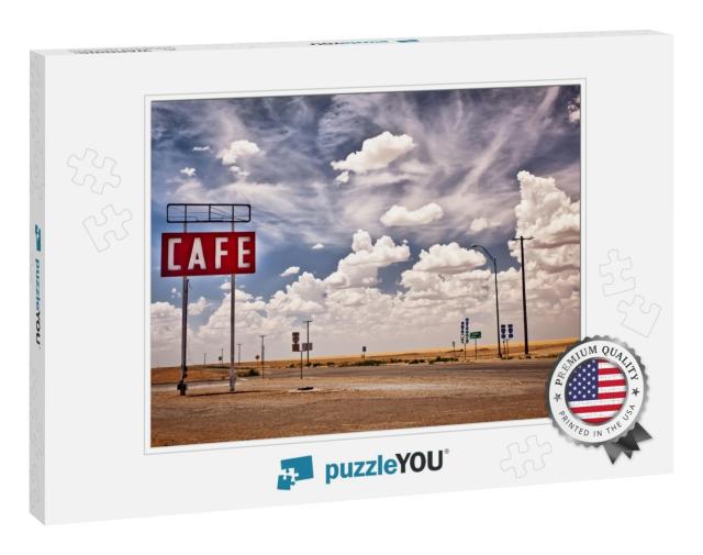 Cafe Sign Along Historic Route 66 in Texas... Jigsaw Puzzle