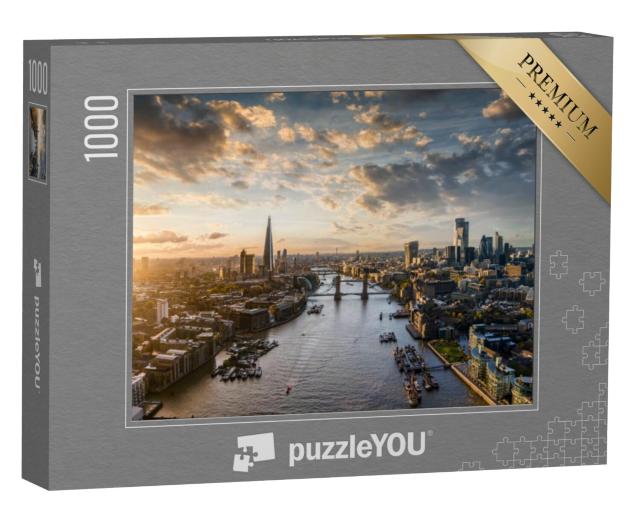 Puzzel 1000 stukjes „Wijds panoramisch uitzicht op de moderne skyline van Londen, Verenigd Koninkrijk“