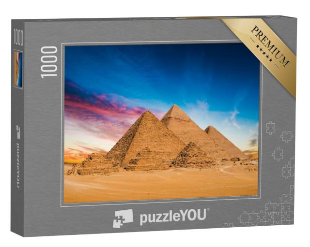 Puzzel 1000 stukjes „Grote piramides van Gizeh bij zonsondergang, Egypte“