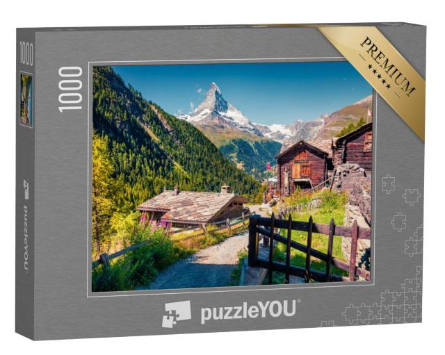 Puzzel 1000 stukjes „Zomerochtend: Zermatt op de Matterhorn, Zwitserland“