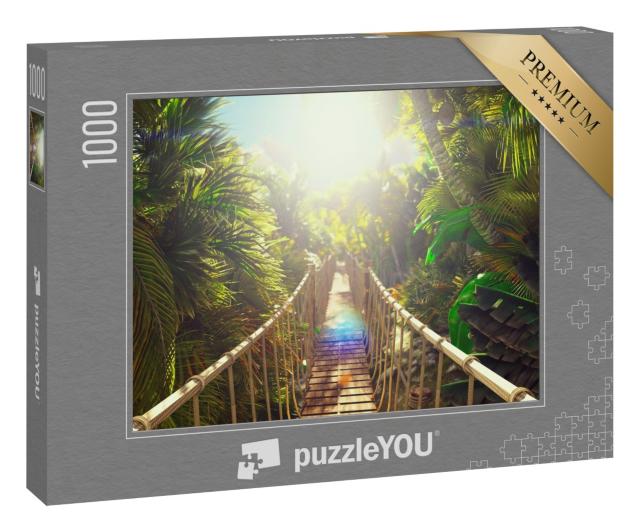 Puzzle 1000 Teile „Hölzerne Brücke über den grünen Dschungel“