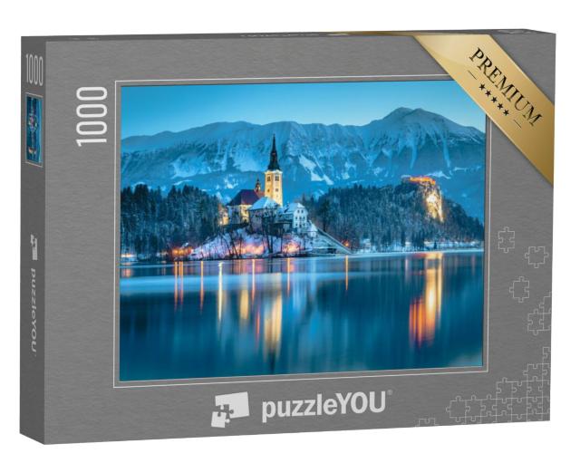 Puzzel 1000 stukjes „Uitzicht op het meer van Bled met kasteel, Slovenië“