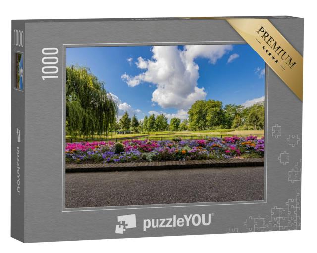 Puzzel 1000 stukjes „Kleurrijke bloemen op de Explanda in het stadspark in Sittard, Zuid-Limburg“