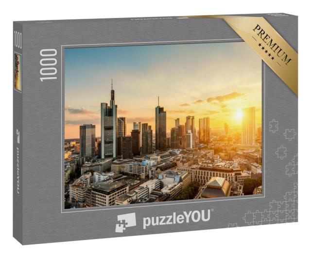 Puzzle 1000 Teile „Skyline von Frankfurt am Main bei Sonnenuntergang“