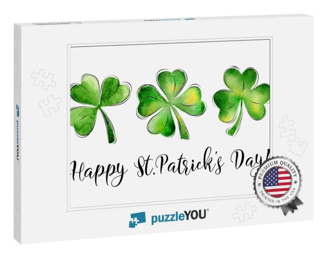 St. Patrick's Day Greeting Card with Lettering. Ho... Jigsaw Puzzle