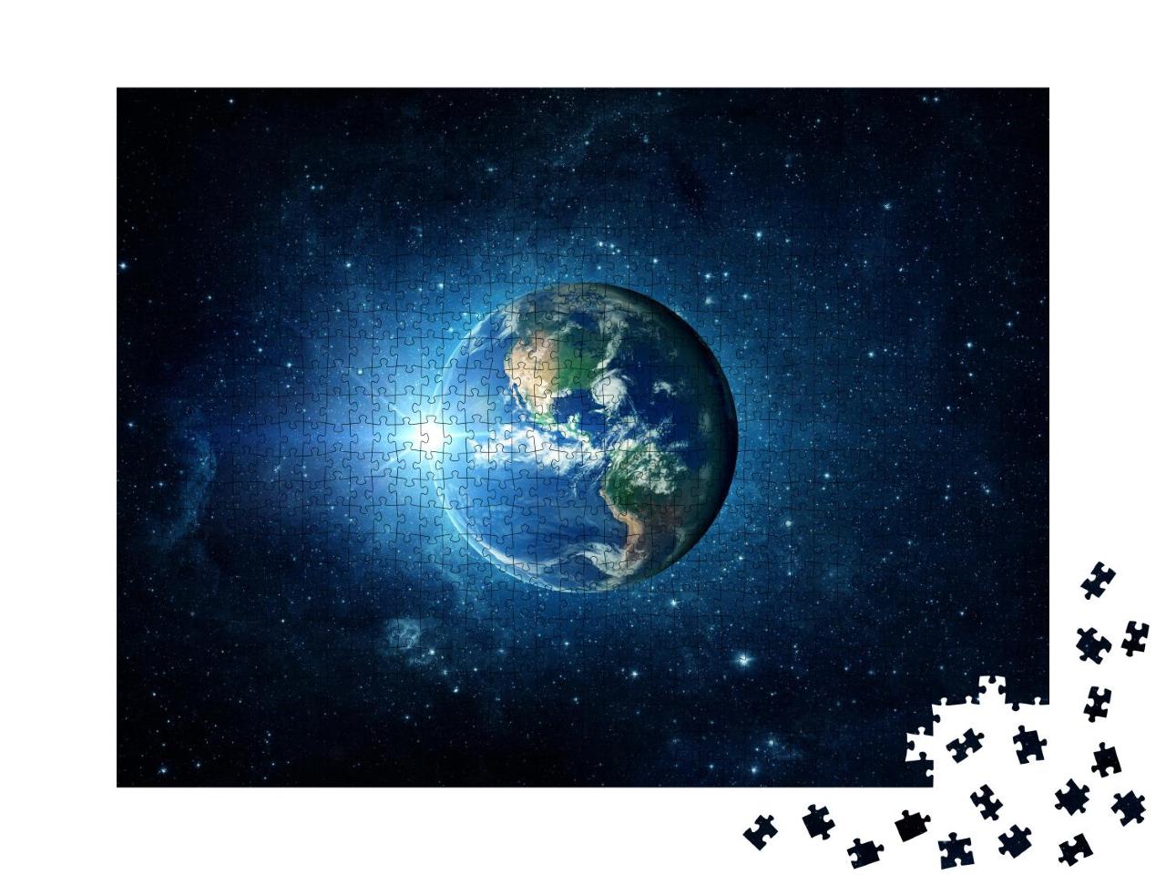 Puzzle 1000 Teile „Außergewöhnlicher Blick auf die Erde, Sonne, Sterne und Galaxie“