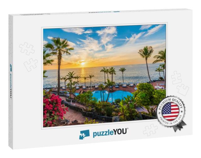 Sunset on the Adeje Coast, Tenerife, Spain... Jigsaw Puzzle