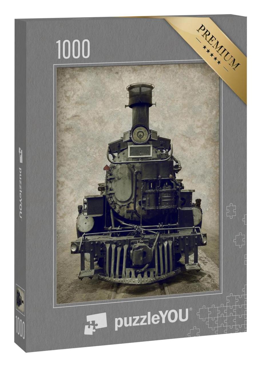 Puzzle 1000 Teile „Frontansicht einer historischen Lokomotive“