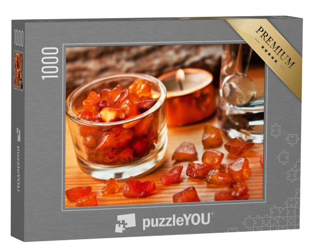 Puzzel 1000 stukjes „Kaars, water, amber“