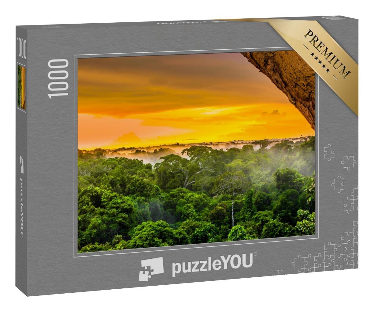 Puzzle 1000 Teile „Sonnenuntergang im Regenwald des Amazonas, Brasilien“