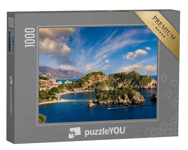 Puzzel 1000 stukjes „Isola Bella in de azuurblauwe zee, Taormina, Sicilië“