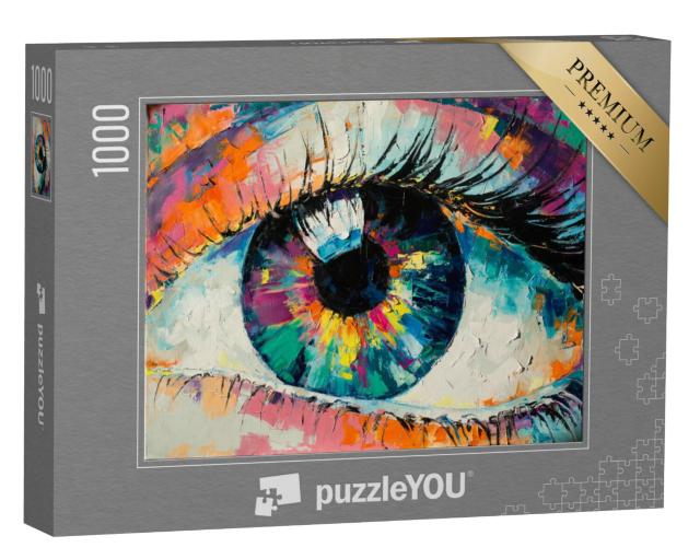 Puzzel 1000 stukjes „Conceptueel abstract beeld van het oog, olieverfschilderij“