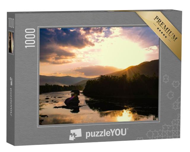 Puzzel 1000 stukjes „Huis aan de rivier de Drina, Servië“