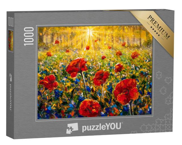 Puzzel 1000 stukjes „Rode klaprozen in het veld“