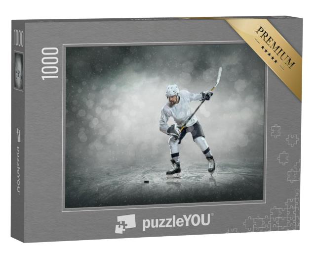 Puzzel 1000 stukjes „IJshockeyspelers op het ijs buiten“