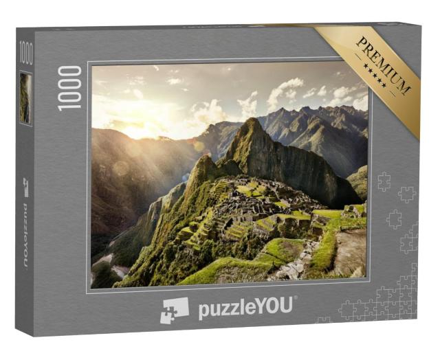 Puzzel 1000 stukjes „Uitzicht op de oude Incastad Machu Picchu met ruïnes, Peru“