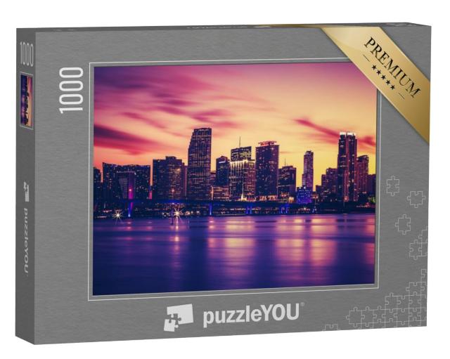 Puzzel 1000 stukjes „De skyline van Miami bij zonsondergang“