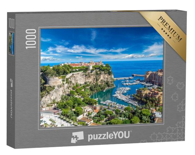 Puzzel 1000 stukjes „Panoramisch uitzicht op het prinselijk paleis in Monte Carlo in de zomer, Monaco“