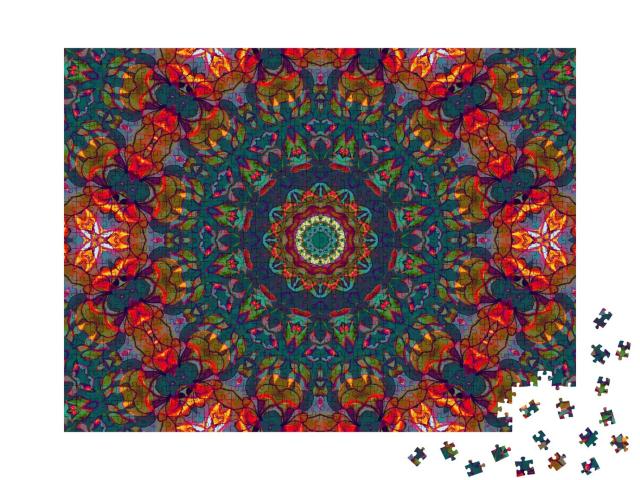 Puzzle 1000 Teile „Perfekte Symmetrie: Mandala-Aquarell“