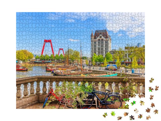 Puzzle 1000 Teile „Blick auf den Oude Haven in Rotterdam“