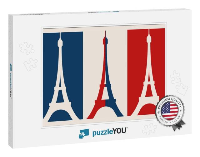 French Flag with Eiffel Tower... Jigsaw Puzzle