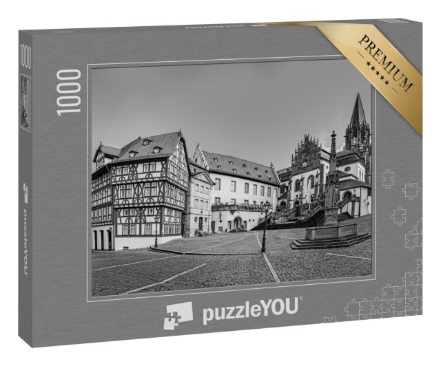 Puzzle 1000 Teile „Stiftsbasilika in Aschaffenburg, Deutschland, schwarz-weiß“