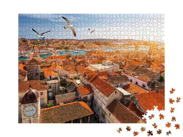 Puzzle 1000 Teile „Blick auf die Stadt Trogir mit Möwen, Kroatien“