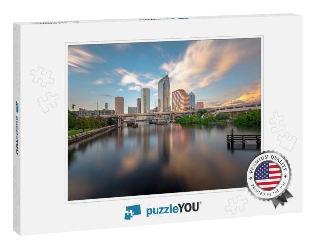 Tampa Skyline Sunset Reflection... Jigsaw Puzzle