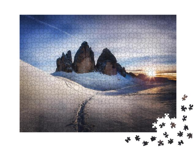 Puzzle 1000 Teile „Wintermorgen an den Drei Zinnen, Dolomiten, Italien“