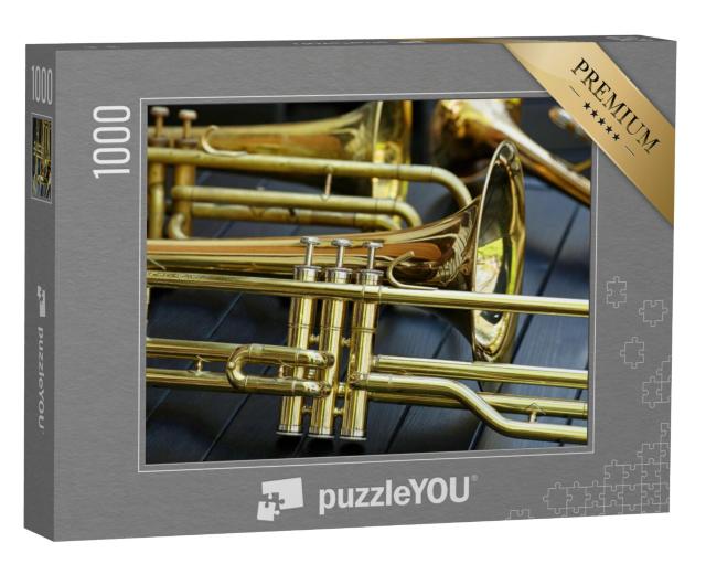 Puzzel 1000 stukjes „Close-up van een trompet“