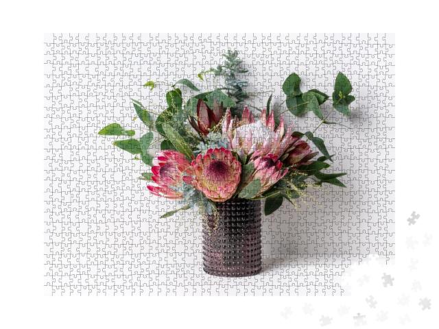 Puzzle 1000 Teile „Blumenarrangement in einer rustikalen Vase“
