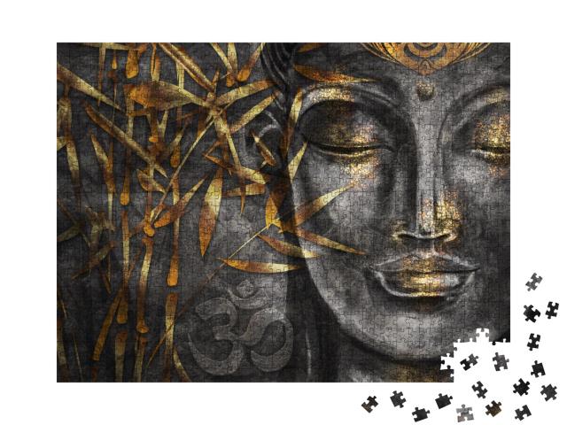 Puzzle 1000 Teile „Digitale Kunst Collage kombiniert mit Aquarell: Bodhisattva Buddha“