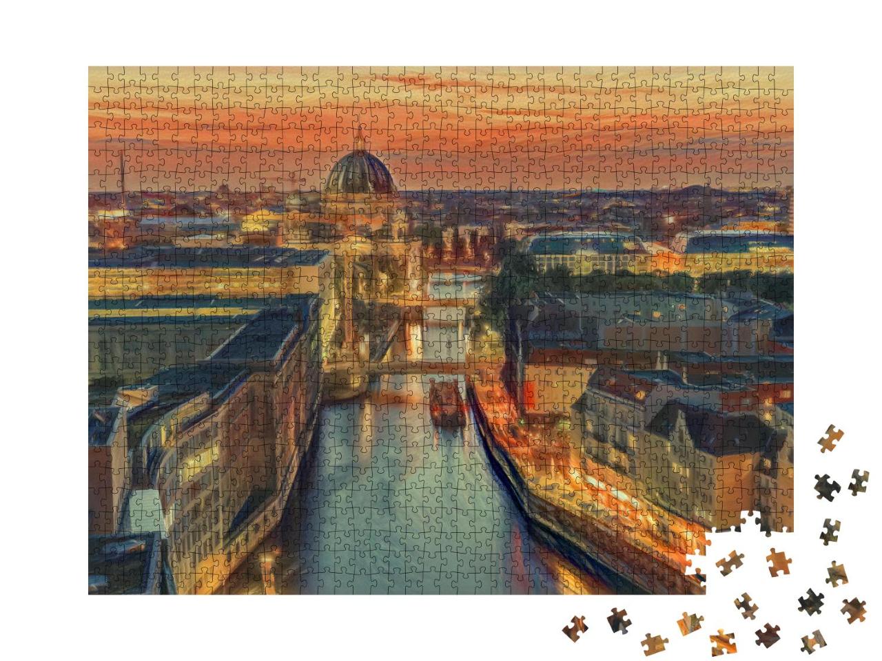 Puzzle 1000 Teile „im Stil von Edvard Munch, Der Schrei - Berliner Skyline - Puzzle-Kollektion Künstler & Gemälde“