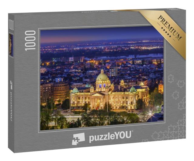 Puzzle 1000 Teile „Nationalversammlung der Republik Serbien bei Nacht“