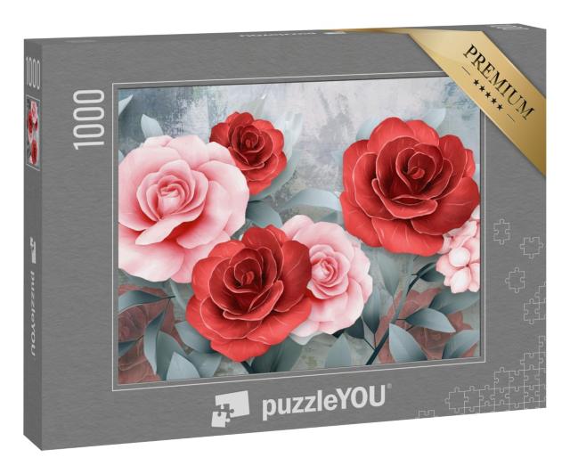 Puzzle „Rosa und rote Rosen“