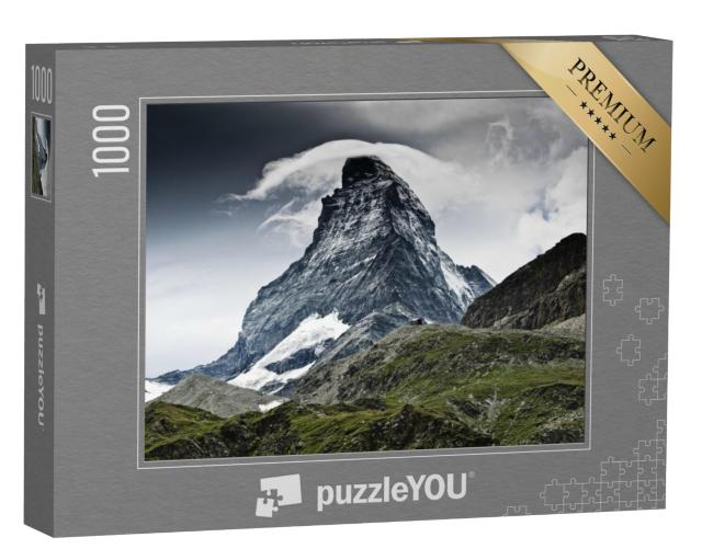 Puzzel 1000 stukjes „Dramatisch weer boven de Matterhorn, de bezienswaardigheid van Zwitserland“