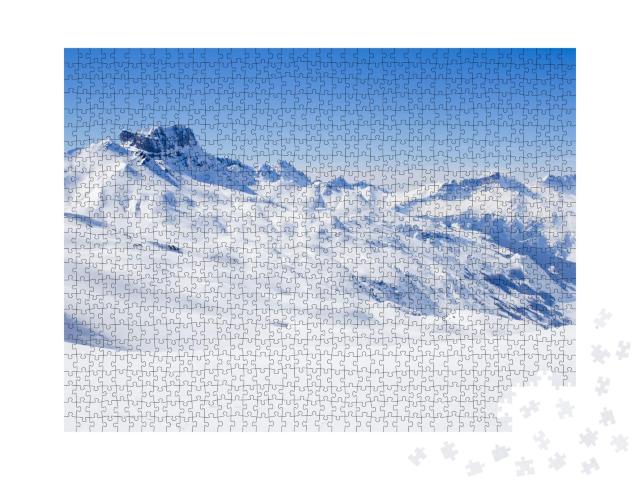 Puzzle 1000 Teile „Schneebedeckt: Acher Burgberg im Winter“