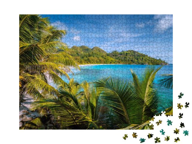 Puzzle 1000 Teile „Exotisches Strandparadies auf der Insel Mahe, Seychellen“