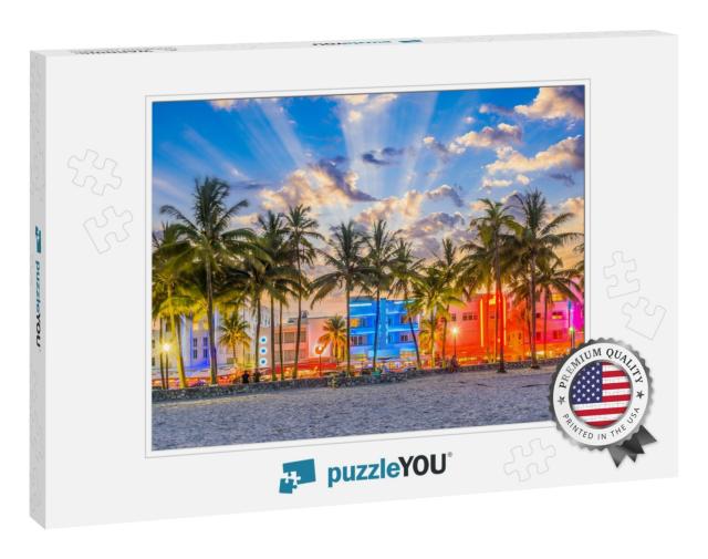 Miami Beach, Florida USA Cityscape on Ocean Drive... Jigsaw Puzzle