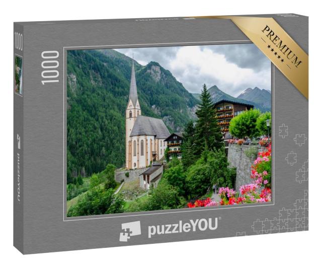 Puzzle 1000 Teile „Kirche in Heiligenblut unterhalb der Großglocknergruppe, Österreich“