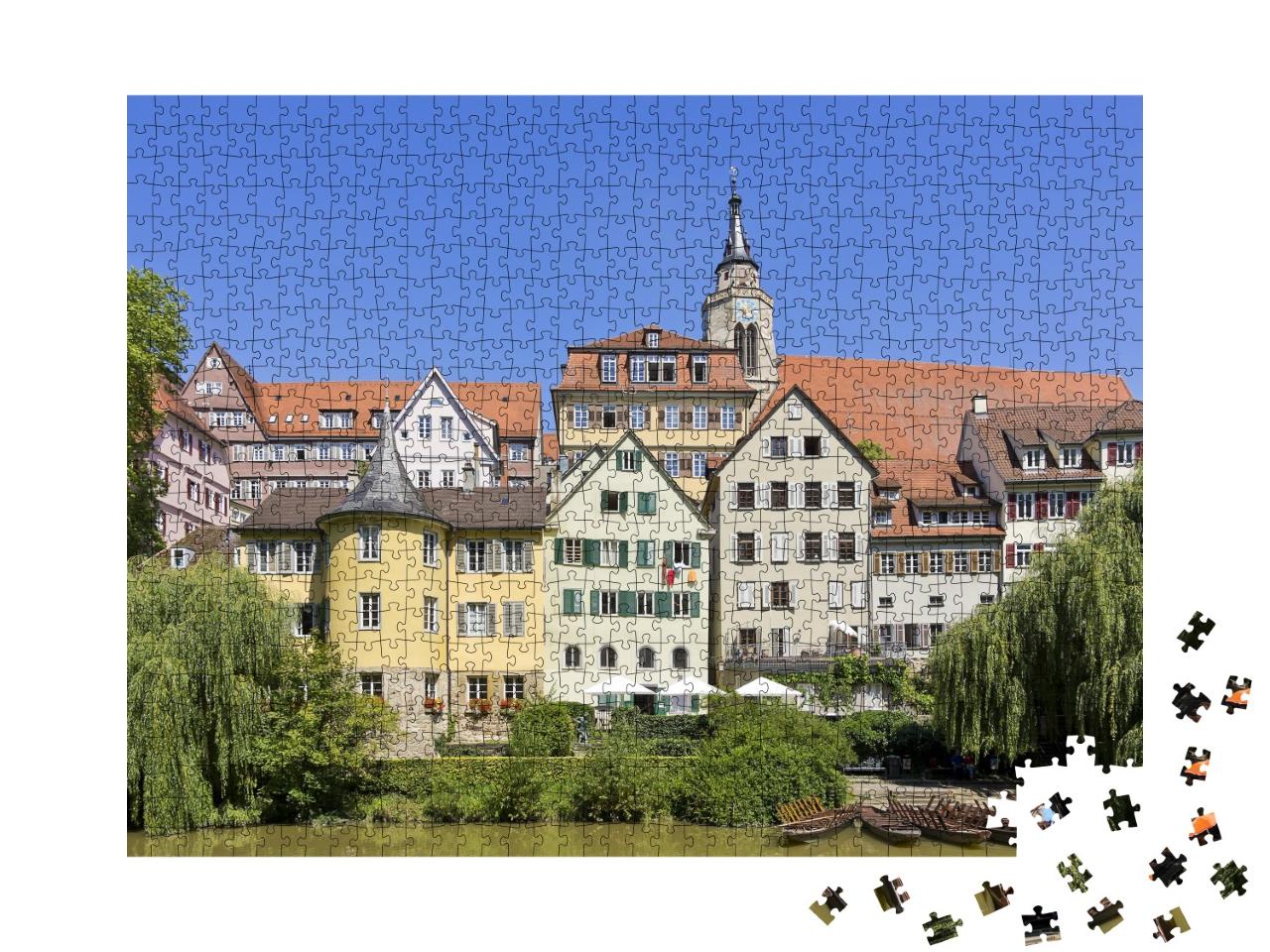 Puzzle 1000 Teile „Historische Häuserfront am Neckar, Tübingen, Deutschland“
