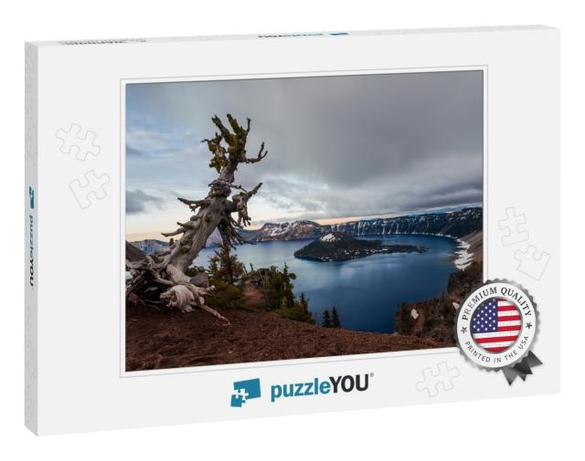 Driftwood on the Edge of Crater Lake Adorns the Landscape... Jigsaw Puzzle