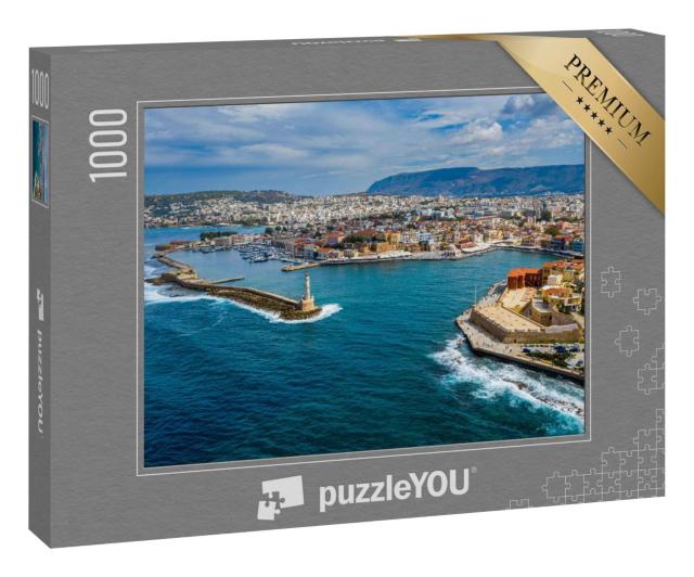 Puzzle 1000 Teile „Panoramablick von oben auf die Stadt Chania, Insel Kreta, Griechenland“