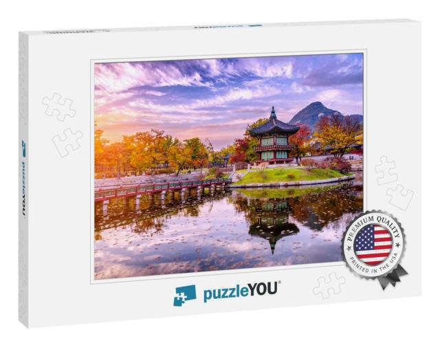 Sunset At the Water Pavilion in the Gyeongbokgung Palace... Jigsaw Puzzle