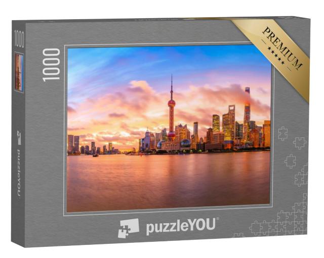 Puzzel 1000 stukjes „Skyline bij zonsondergang in Shanghai“