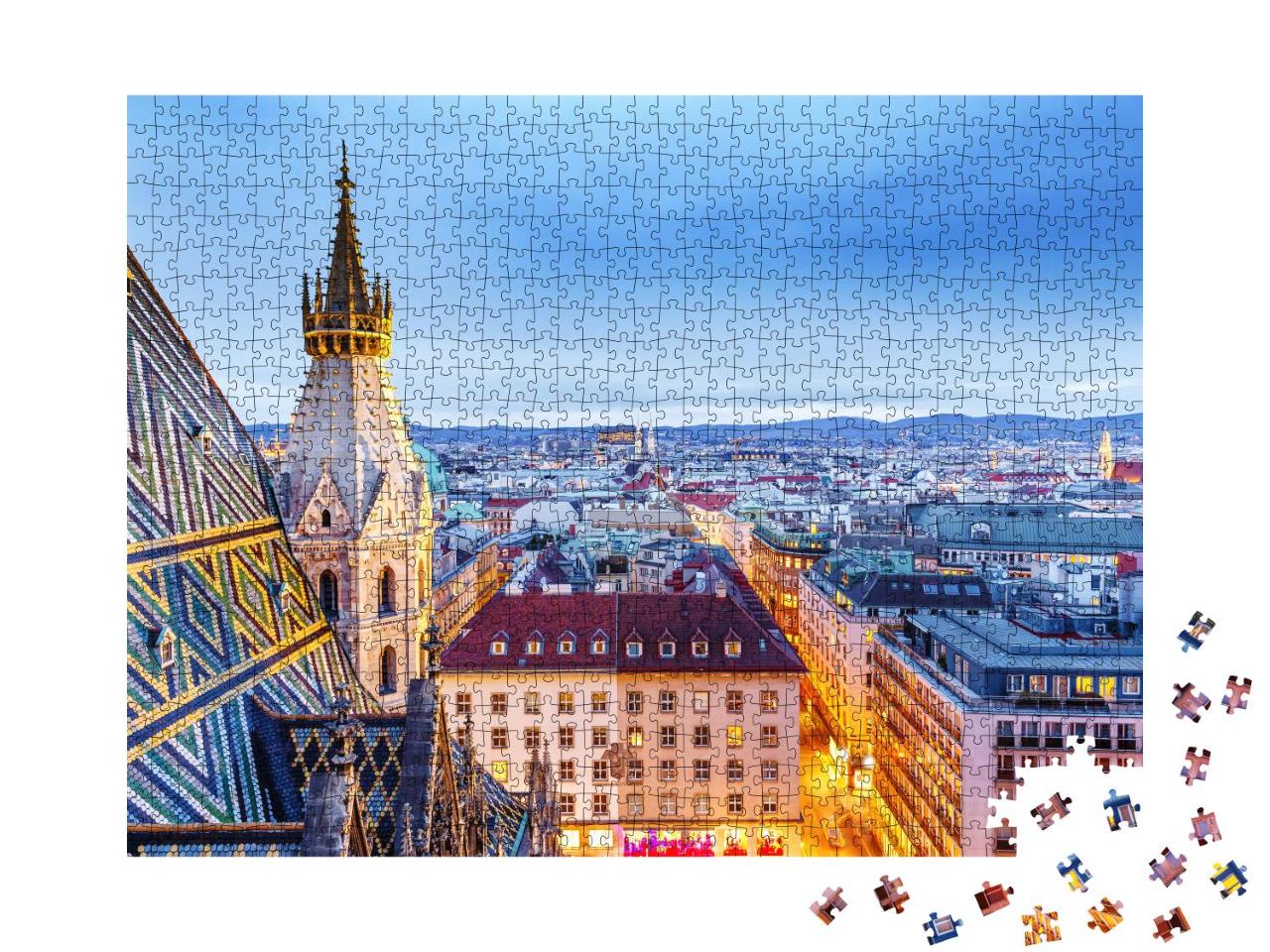 Puzzle 1000 Teile „Dämmerung über den Dächern von Wien“