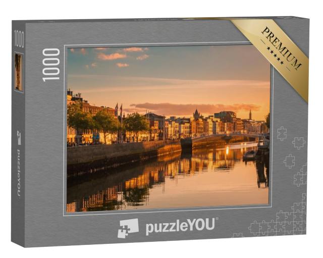 Puzzel 1000 stukjes „Uitzicht over Dublin bij zonsopgang, Ierland“