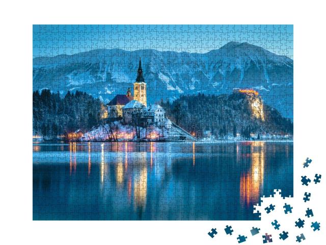 Puzzle 1000 Teile „Schöner Blick auf den Bleder See mit Burg, Slowenien“