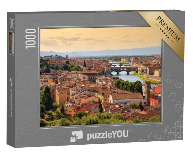 Puzzel 1000 stukjes „De skyline van Florence met bruggen, Italië“