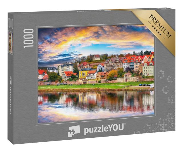 Puzzle 1000 Teile „Sonnenuntergang über der Stadt Meißen, Sachsen, Deutschland“